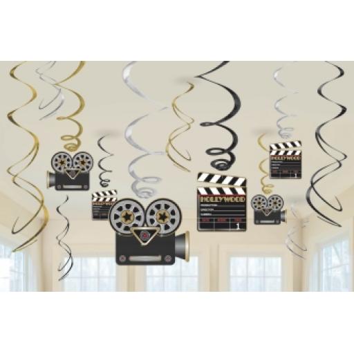 Hollywood Hanging Swirls Decorations 12pcs