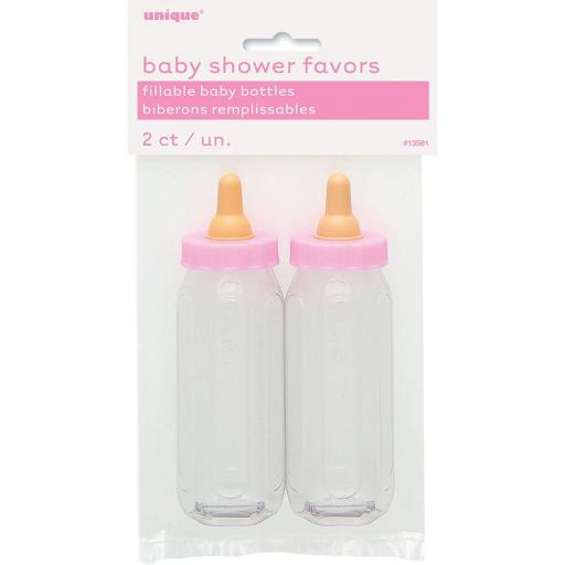 Baby Shower Fillable Pink Baby Bottles Favours 2ct
