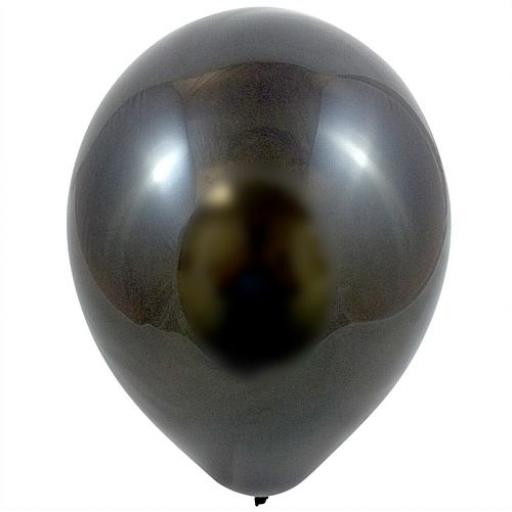 Met Black 12 inch Latex Balloon 50 pcs