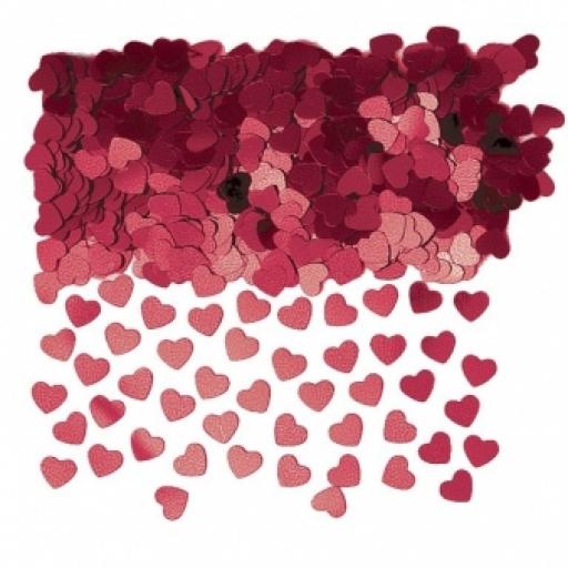 Burgundy Sparkle Hearts Metallic Confetti - 14g