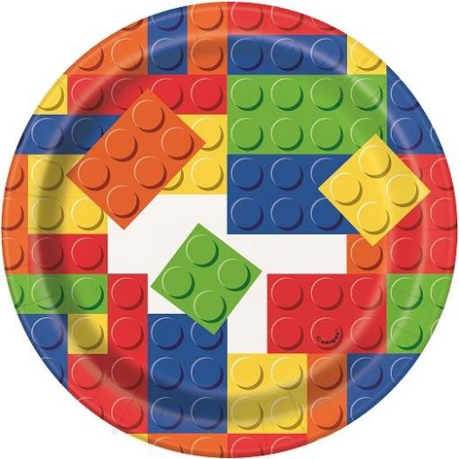 7 Inch Building Blocks Birthday Plates (pack quantity 8)