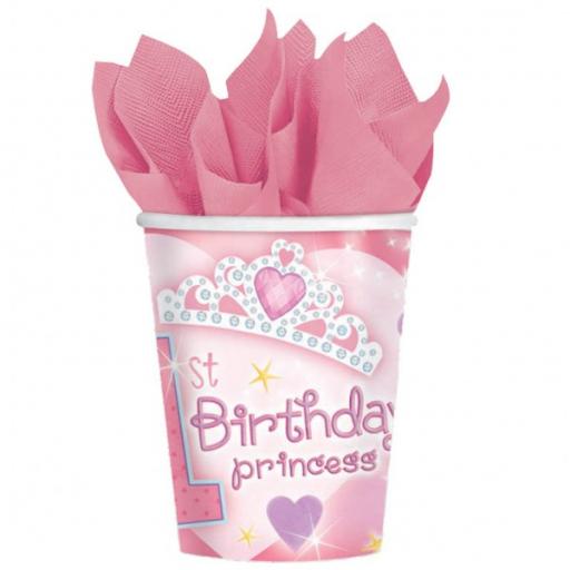 Paper Cups 266ml - 1st Birthday Princess