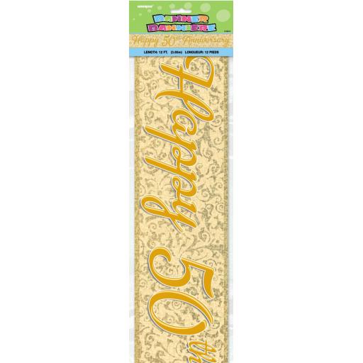 50th Happy Anniversary Gold Banner( 3.6m) Long