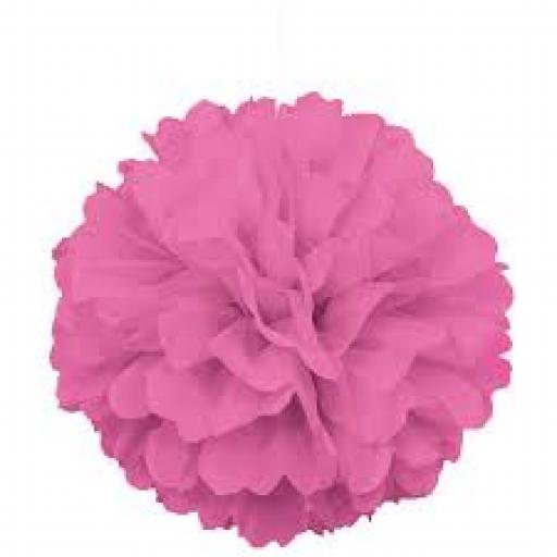Puff Ball Paper Decoration 16 inch Pink