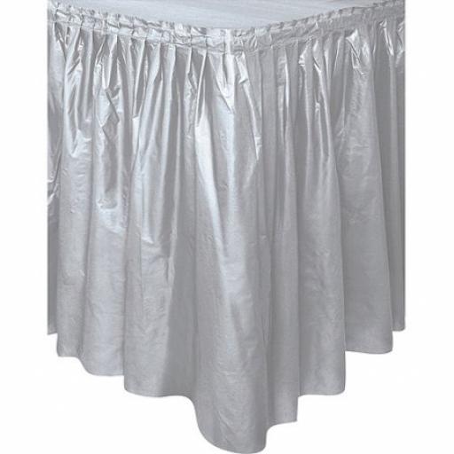 Plastic Silver Table Skirt 73cm x 426cm