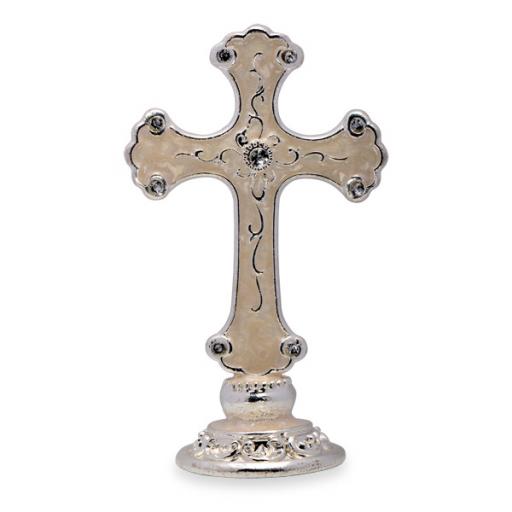 Pearlised Cross with DiamantÈ 90 x 50mm Silver