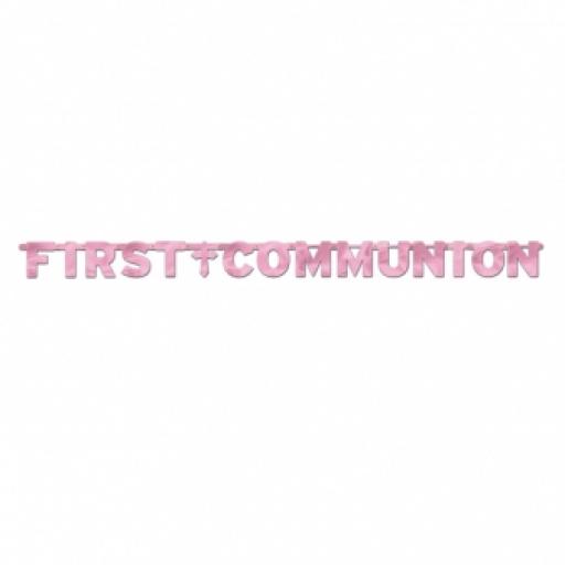 First Communion Pink Letter Banner 2.43m