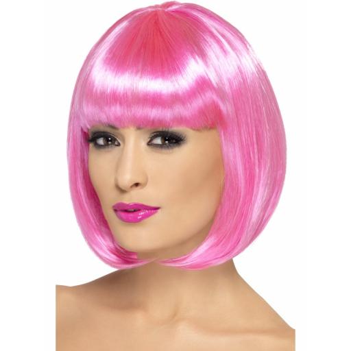 Partyrama Wig Pink Short Bob With Fringe