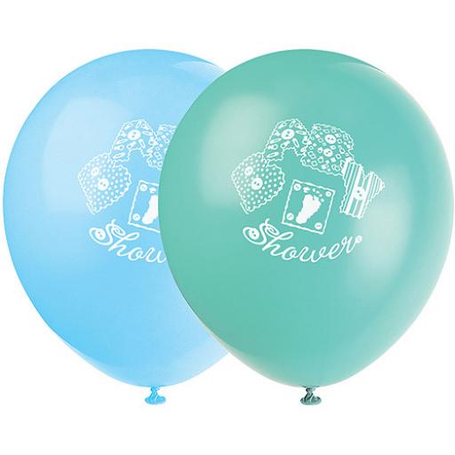 12in Blue Stitching Baby Shower Balloons 8pcs