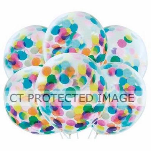 6 Multi Colour Confetti Balloons 12 inch