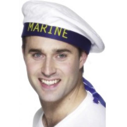 Marine Sailor's Hat, White, with Ribbons