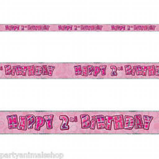 Pink Glitz Happy 2 nd Birthday Banner 3.6M