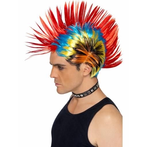 80s Street Punk Wig Mohawk Multi-Coloured