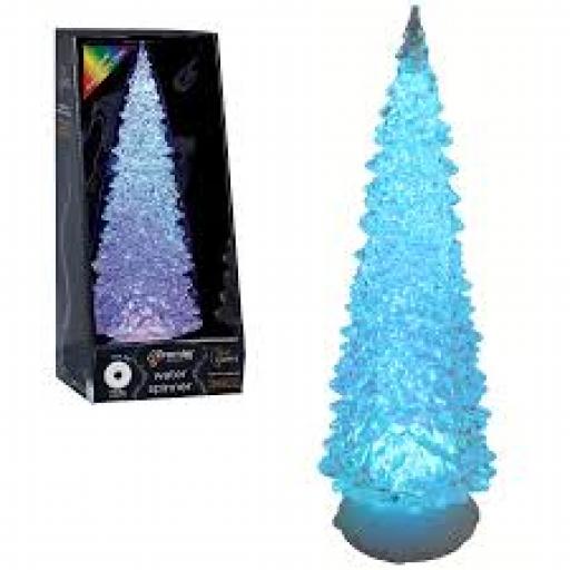 22cm Glitter Water Spinner Tree & Col Changing LED