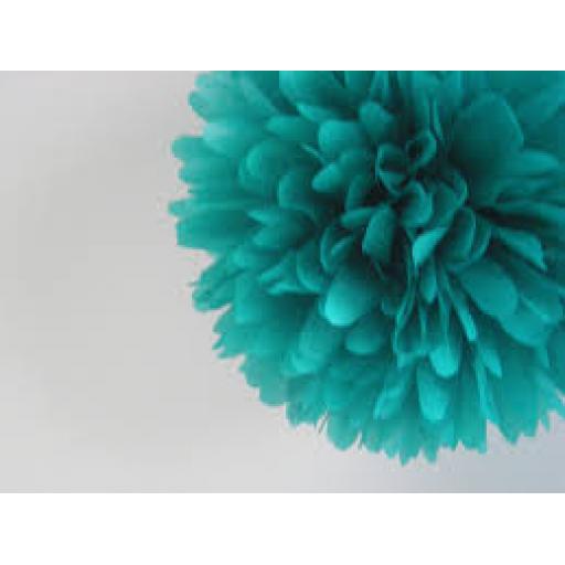 Puff Ball Paper Decoration 16 inch Teal