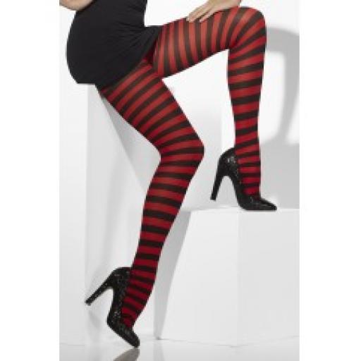 Fever Opaque Tights Striped Red & Black