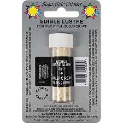 Sugarflair Edible Lustre Glitter - Gold Cream - 2g