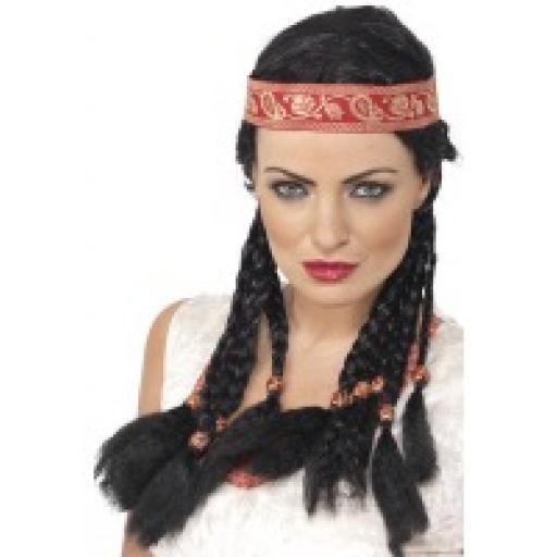 Native Princess Wig Black Plaited with Headband