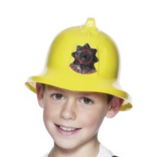 Firemans Hat Yellow Plastic with Badge