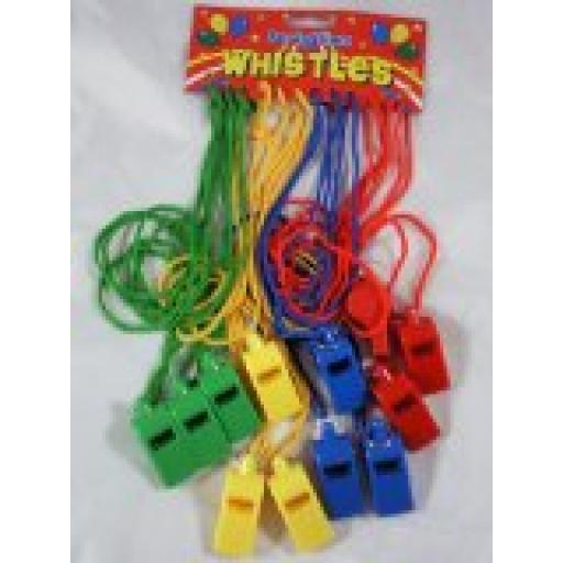 Whistle Plastic 5.5cm On Coloured Cord