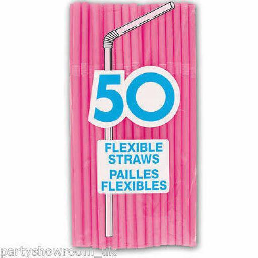 Pink Flexible Straws 50pcs
