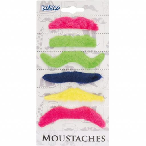 Moustaches Self Adhesive Multi Colour Set of 6