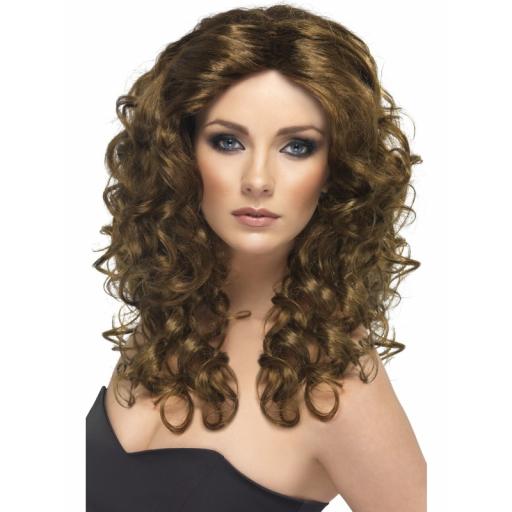 Glamour Wig Brown Long Curly