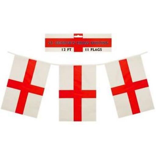 St Georges Cross Bunting 12Ft 11Flags