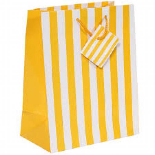 Yellow & White Striped Paper Gift Bag