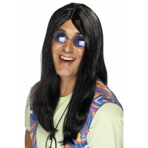 Neil Hippy Wig Black With Side Parting