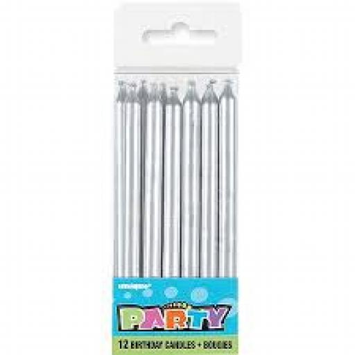 12pcs 4inch Silver Birthday Candles