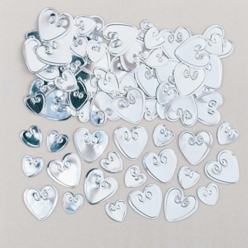 Loving Hearts Silver Embossed Metallic Confetti 14