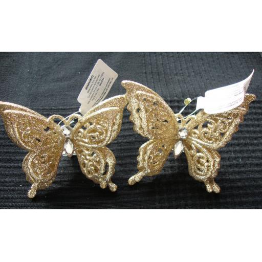 10cm Gold Glitter Butterfly on Clip