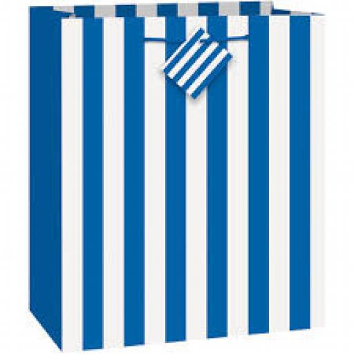 Blue & White Striped Paper Gift Bag