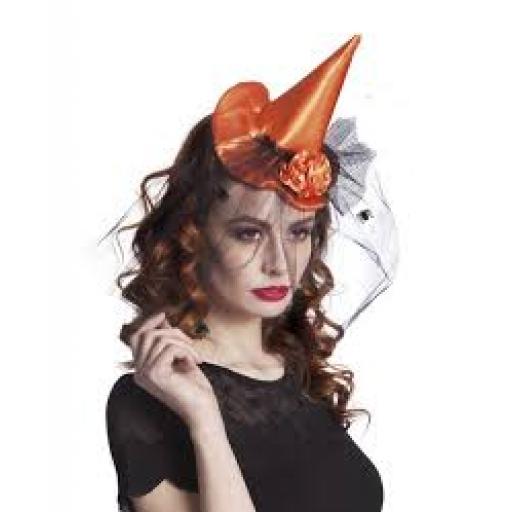 Orange Witchs Hat With Veil