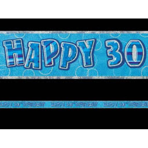 Blue Prizmatic H 30th Birthday Banner 2.74m