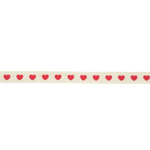 Red Love Heart Grosgrain Ribbon 10mm x 1m
