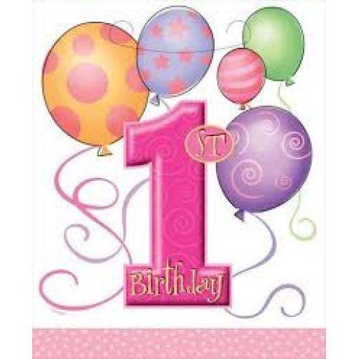 1st Birthday Pink Party Bags Pack of 8