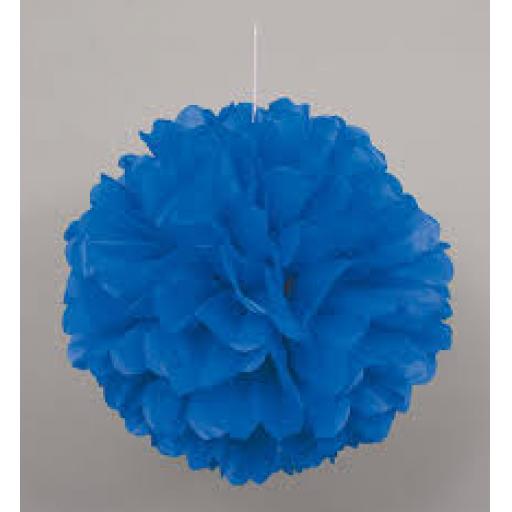 Puff Ball Paper Decoration 16 inch Blue