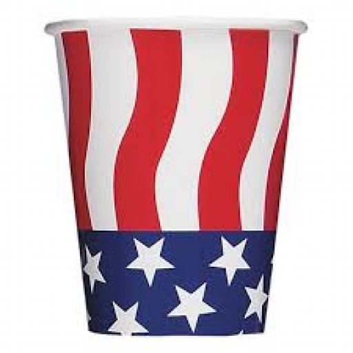 American Flag Party Paper Cups 8pcs 9oz