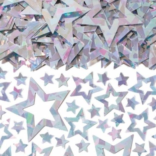 Silver Stars Prismatic Printed Confetti - 14g