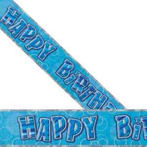 Blue Prizmatic Happy Birthday Banner 2.74m