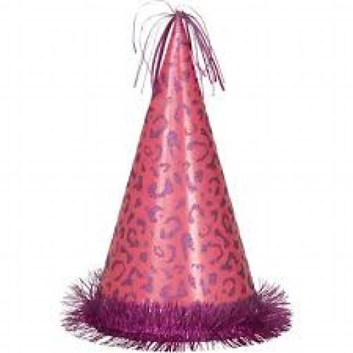 13 inch Jumbo Pink Leopard Print Party Hat