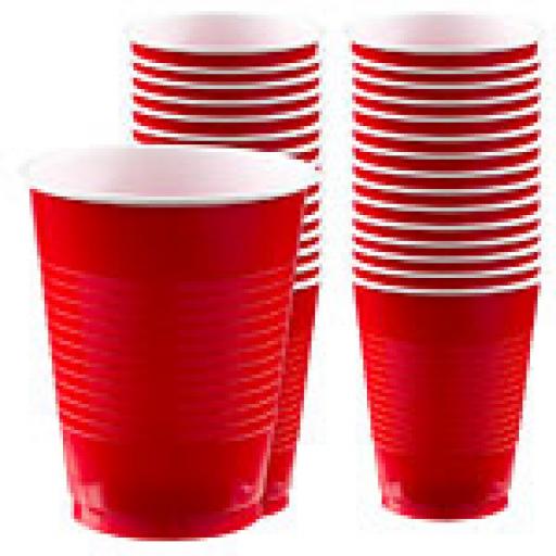 Plastic Cups 12oz Apple Red 20pcs