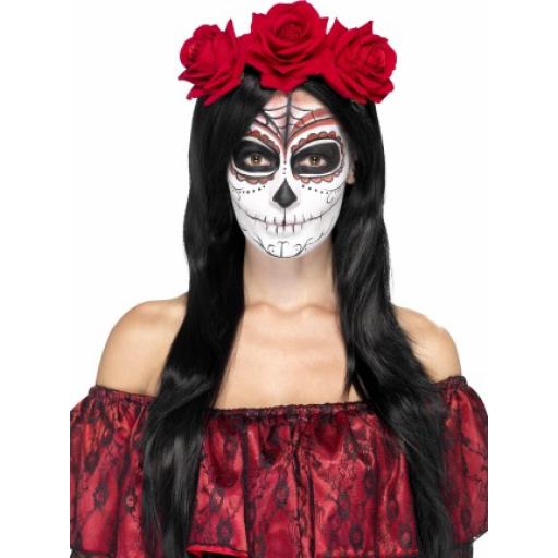 Day of the Dead Headband with Red Roses