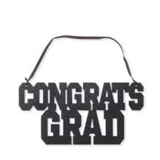 Glitter Sign With Ribbon Hanger Congrats Grad