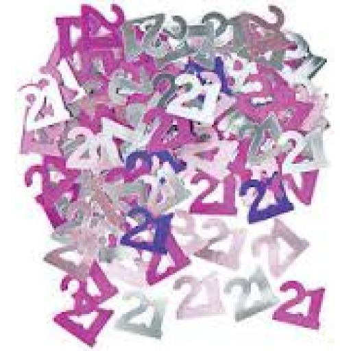 21st Birthday/Anniversary Confetti Pink Lilac Silv