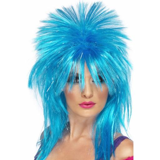 Sparkle Rock Diva Wig Long Blue