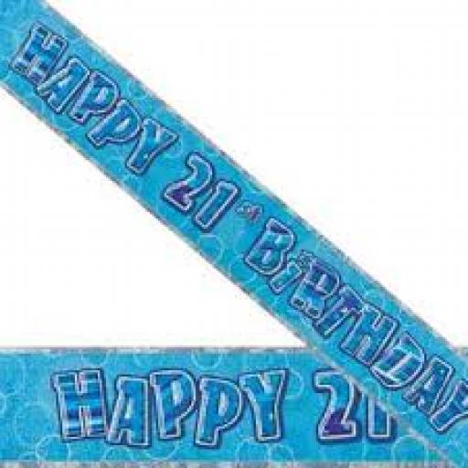 Blue Prizmatic H 21st Birthday Banner 3.6m