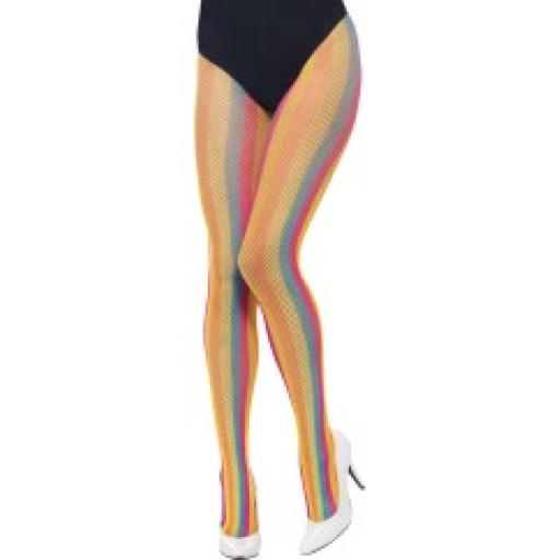 Fishnet Tights Neon Striped One Size
